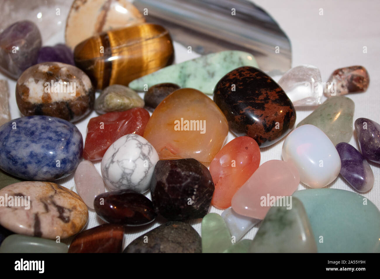 Colorful crystals, stones on white background Stock Photo