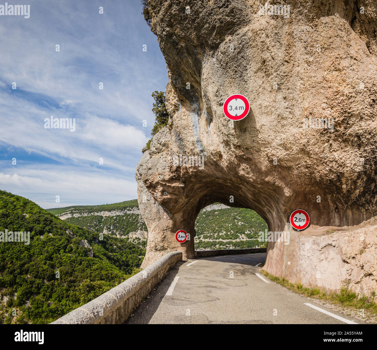 Tunnel on the road through Gorges de la Nesque, Provence, France Stock Photo