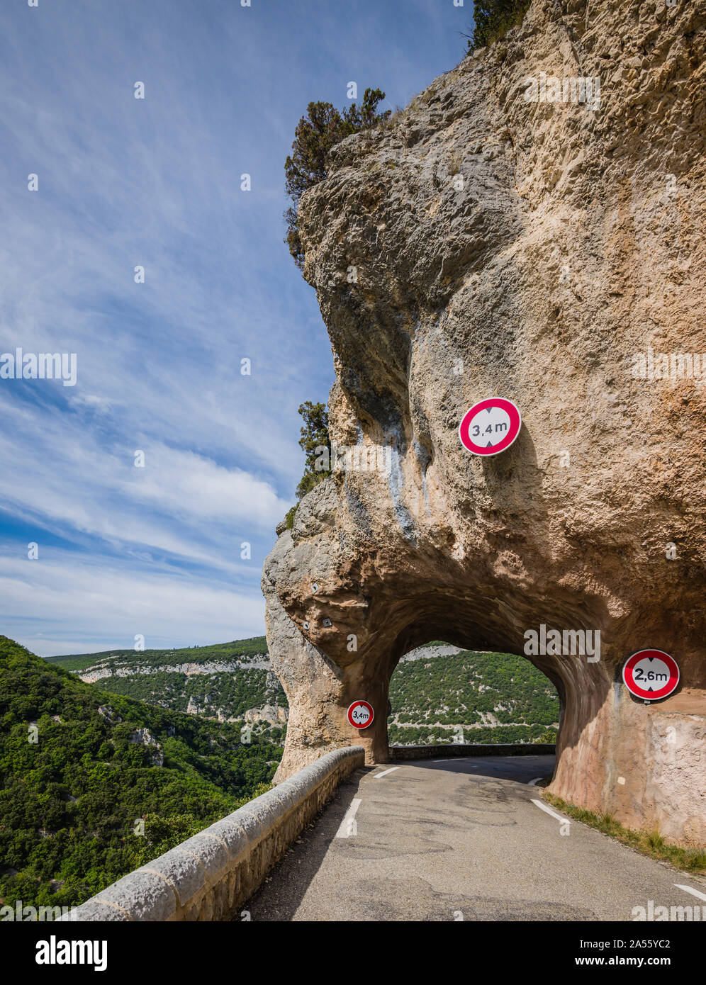 Tunnel on the road through Gorges de la Nesque, Provence, France Stock Photo
