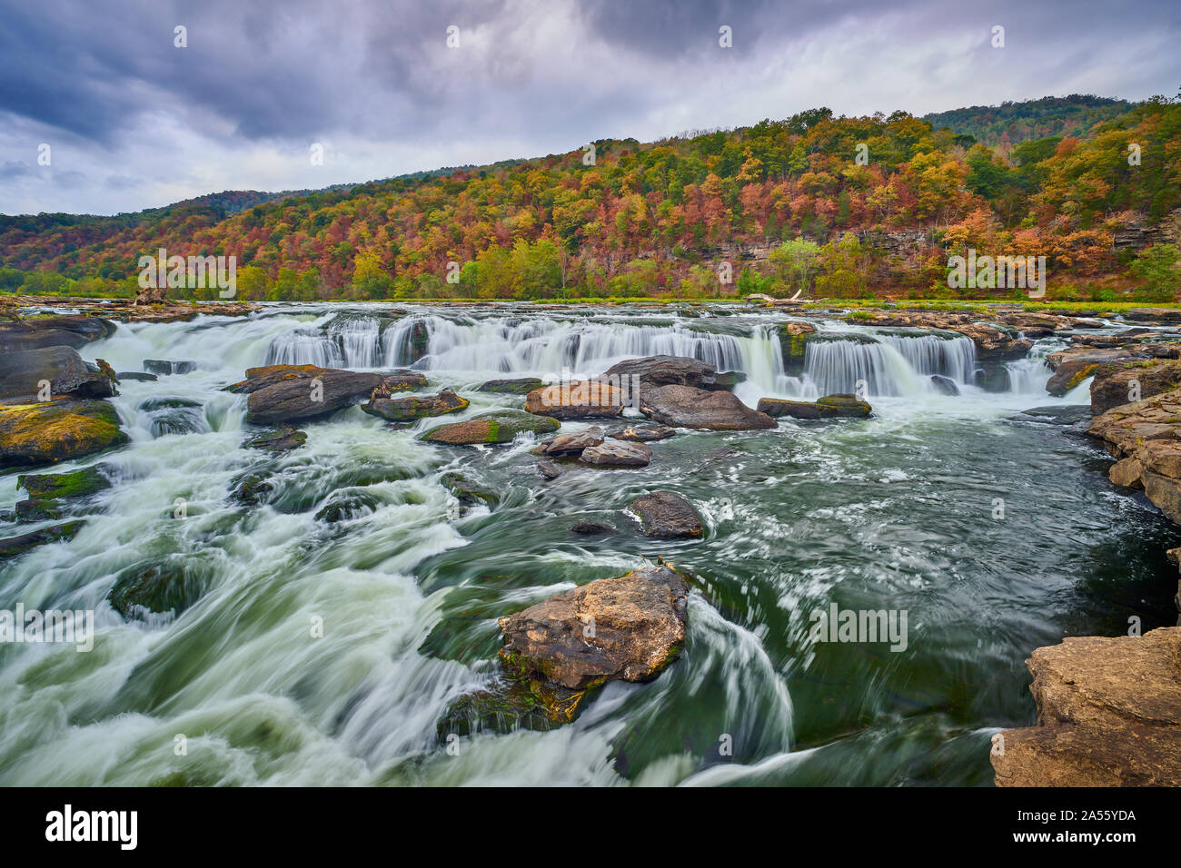 Sandstone Falls in West Virginia with fall colors Stock Photo Alamy