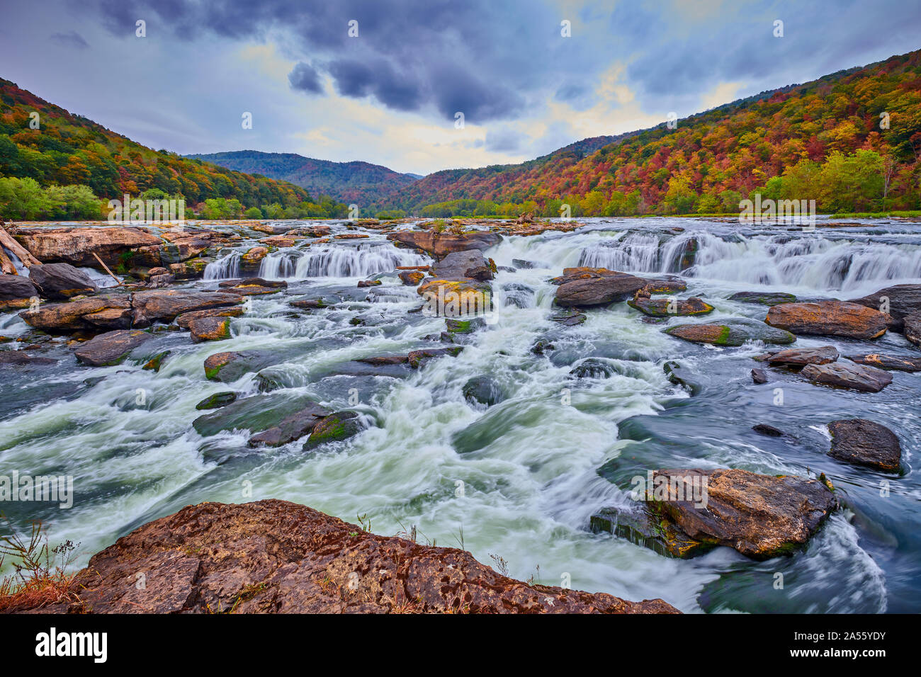 Sandstone Falls in West Virginia with fall colors Stock Photo Alamy