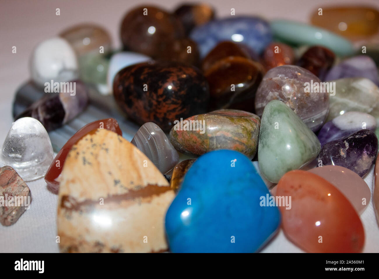 Colorful crystals, stones on white background Stock Photo