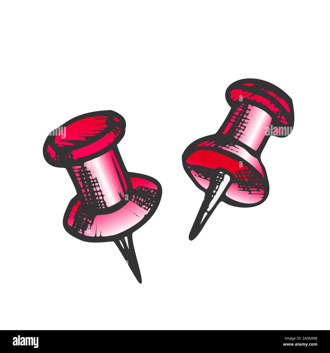 Thumbtack Push Pin Office Business Tool Color Vector Stock Vector Image