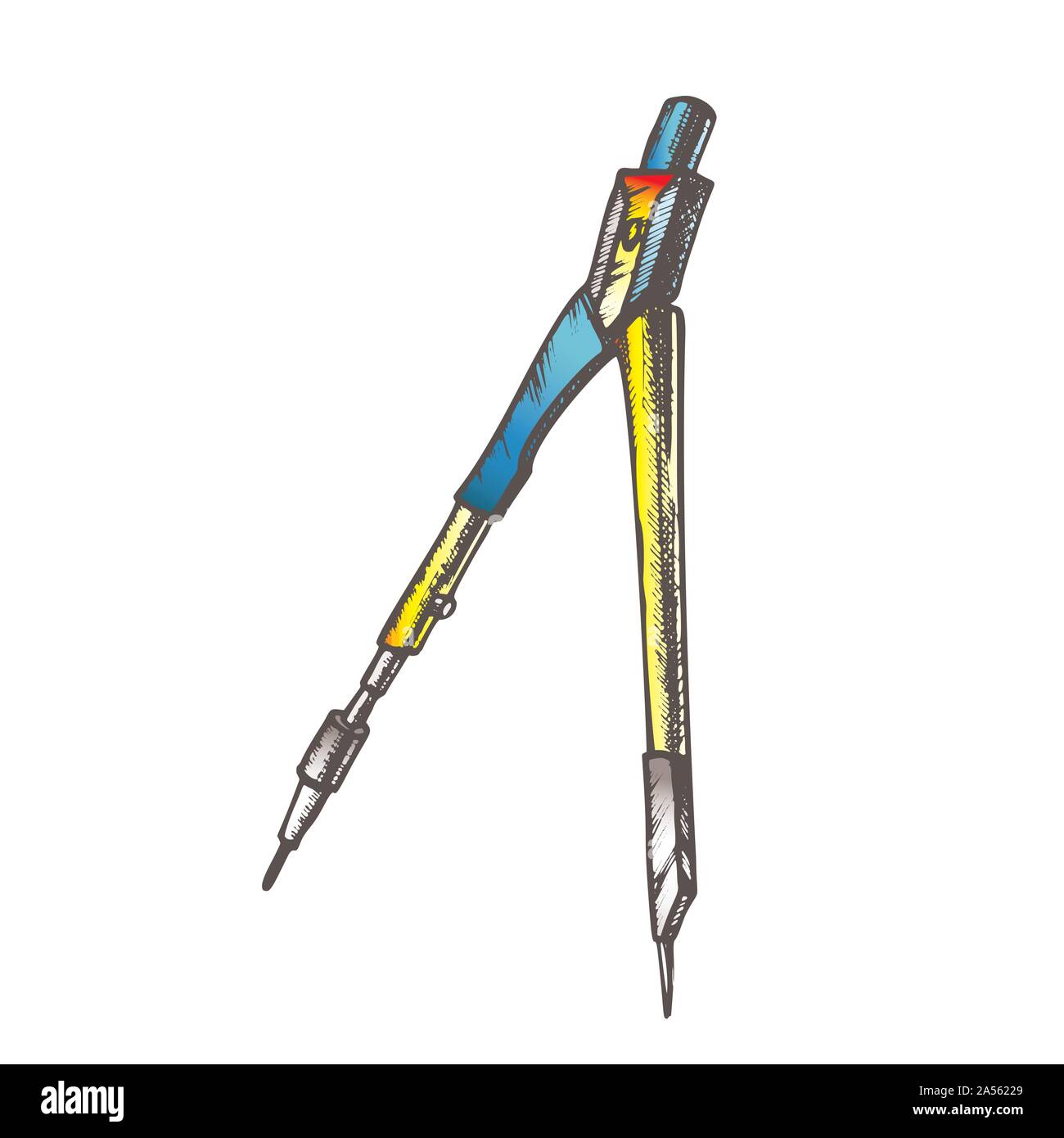 Drawing Compass Engineer Equipment Color Vector Stock Vector Image