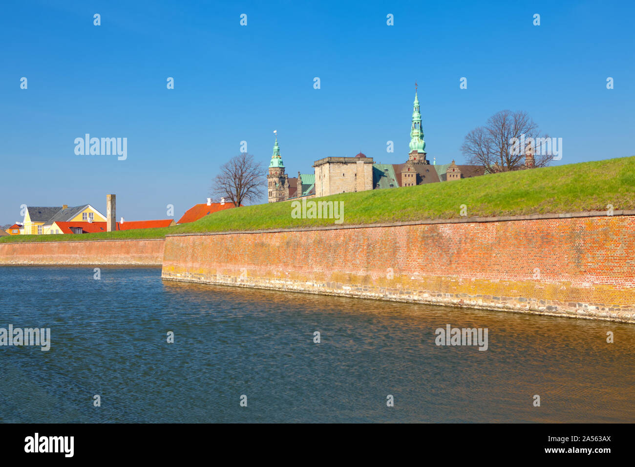 Kronborg castle water canal and fortress in Helsingor Denmark Stock Photo