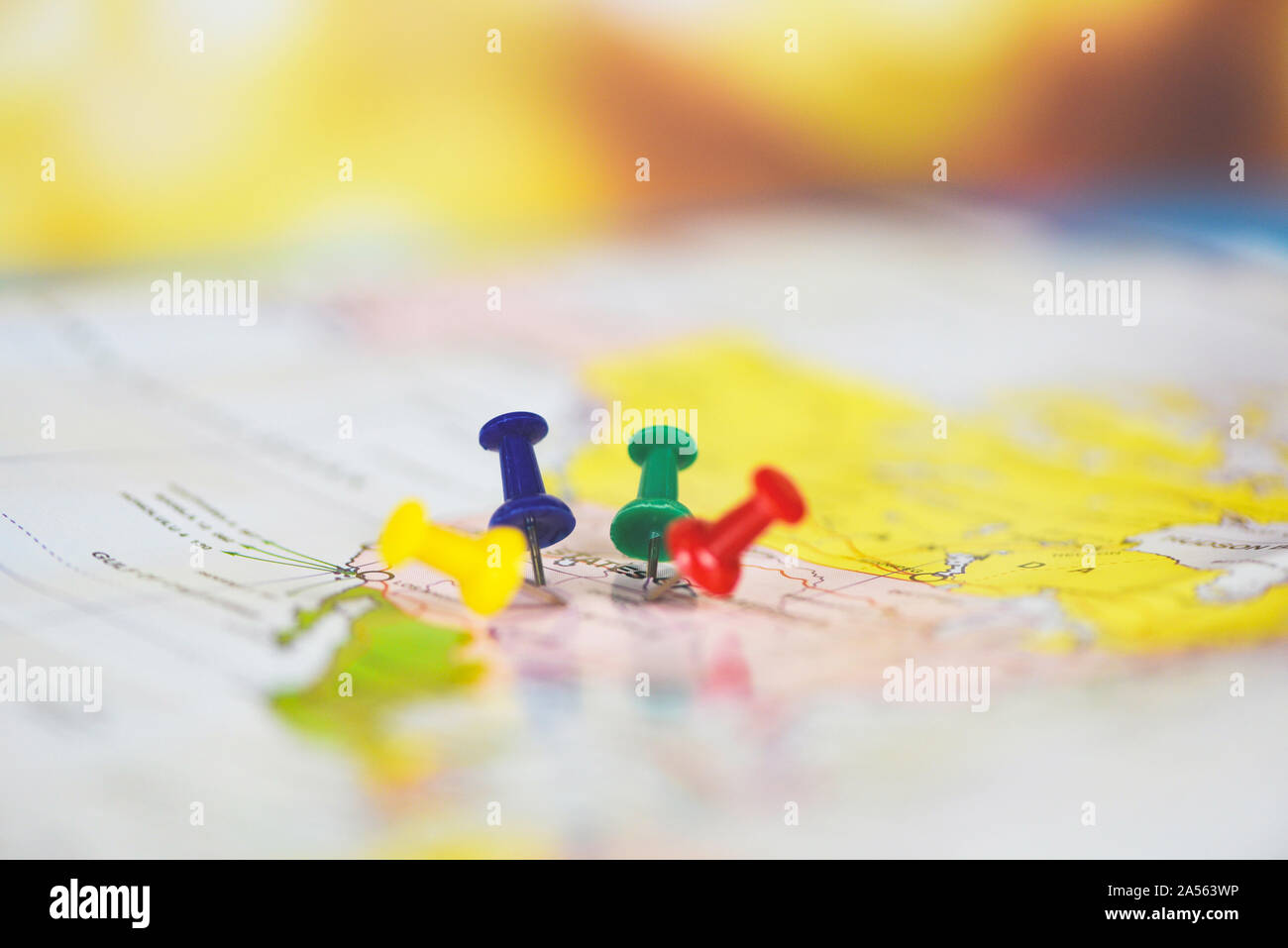 Travel map plan for travelling concept / destination points on a map