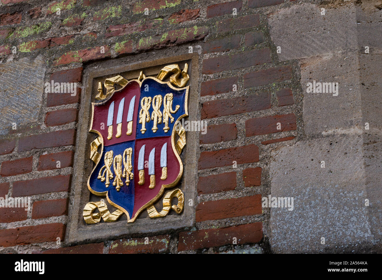 City Coat of Arms entrance gate University of Cambridge Stock Photo