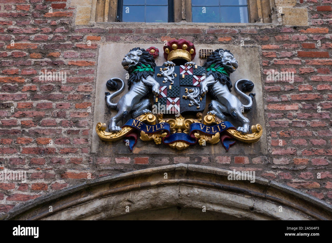 City Coat of Arms entrance gate University of Cambridge Stock Photo