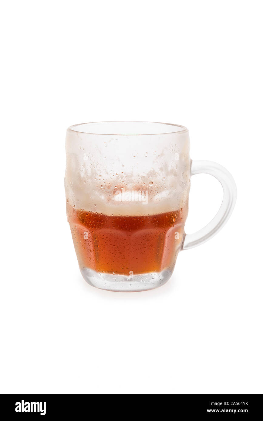 Half Full Bock Beer Mug Isolated on a White Background Stock Photo