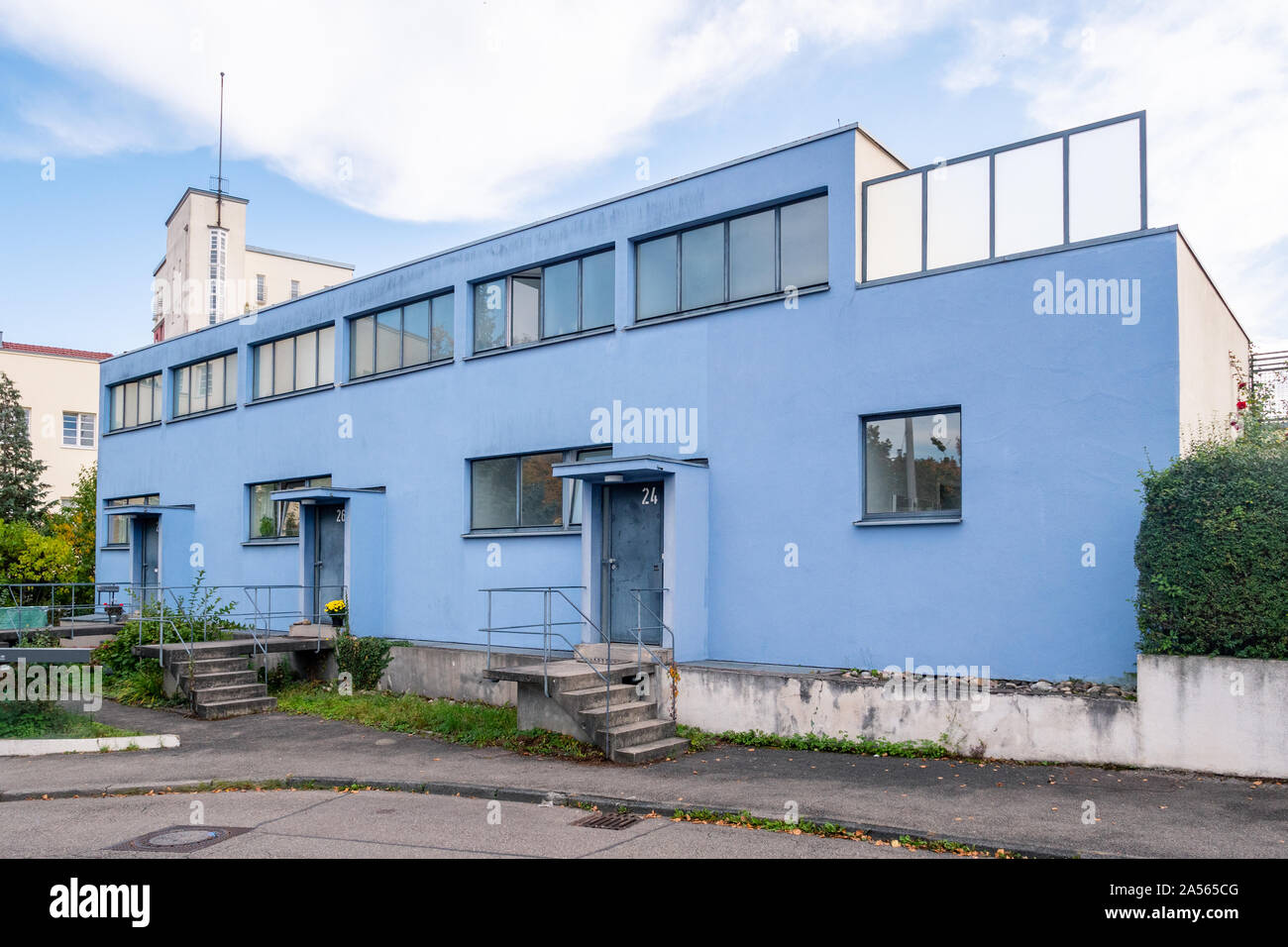 Stuttgart, Germany, October 15, 2019: Weissenhof Siedlung a.k.a. Weissenhof Estate terraced houses by Mart Stam in Stuttgart, Germany. Modernist Inter Stock Photo