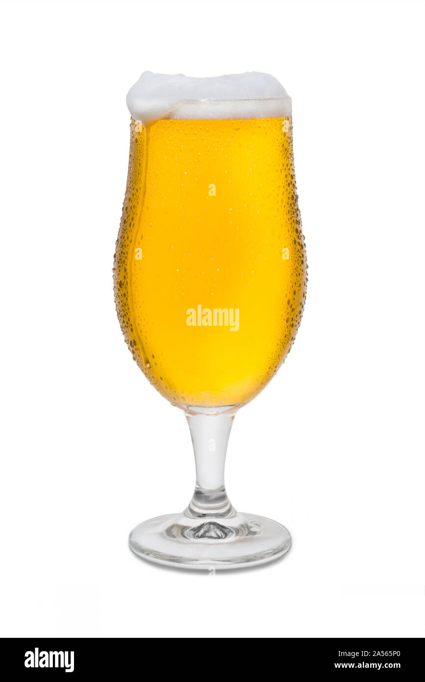 Full Belgium Ale with Condensation, Foam Head, and Drip #2. Stock Photo