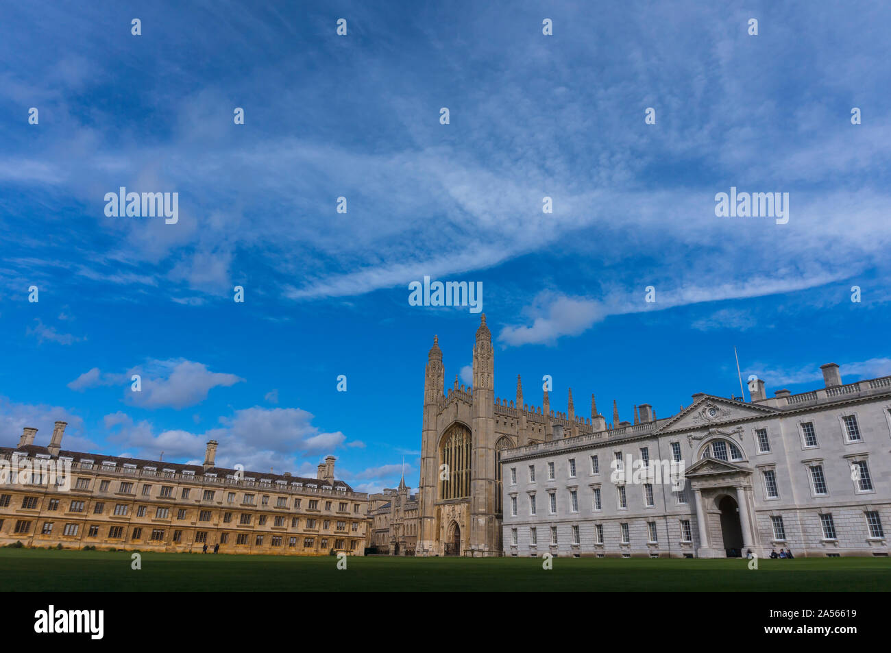 The fabulous King's College of the University of Cambridge. King's College and Clare College Stock Photo