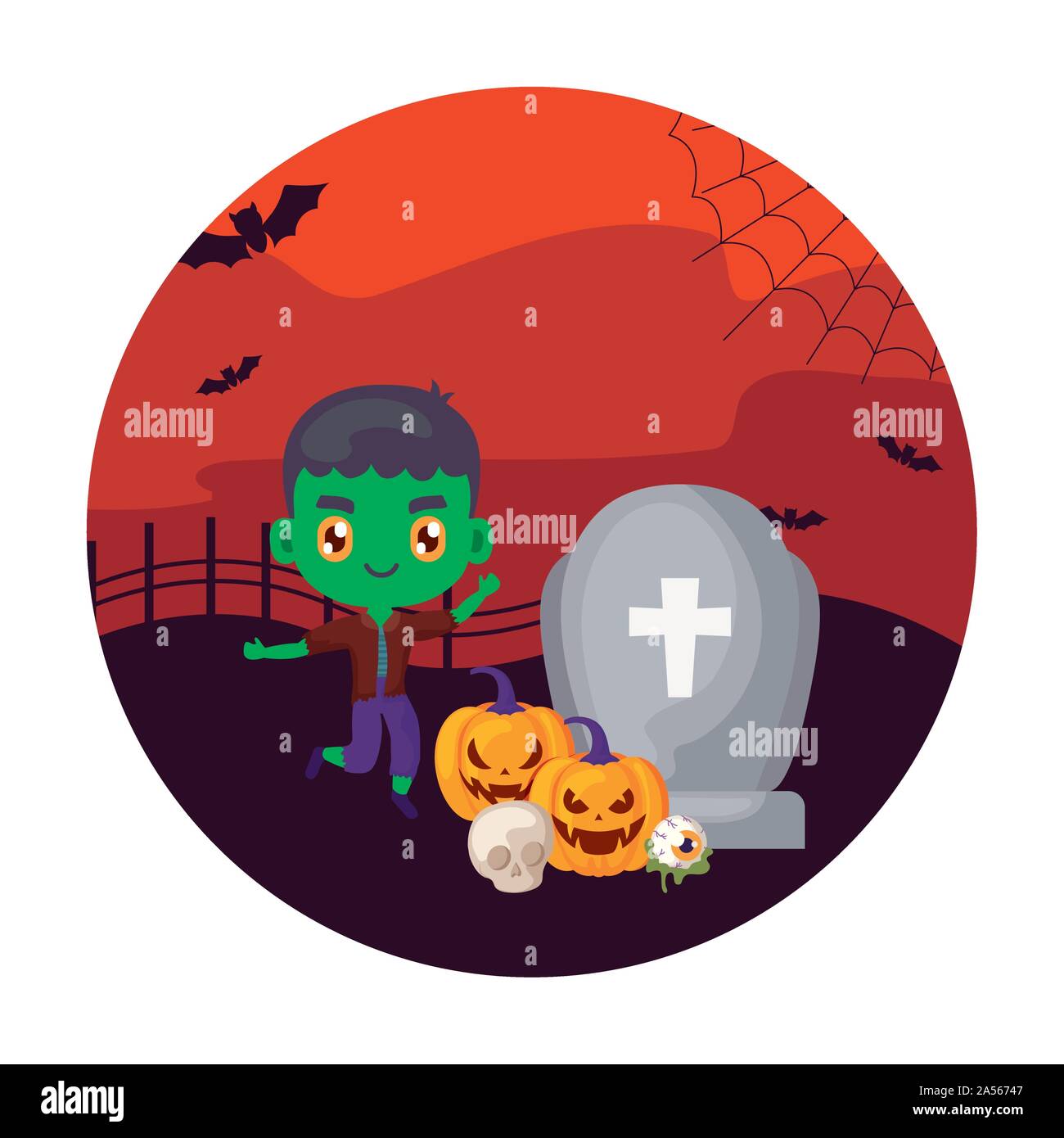 cute boy disguised of frankenstein vector illustration design Stock ...
