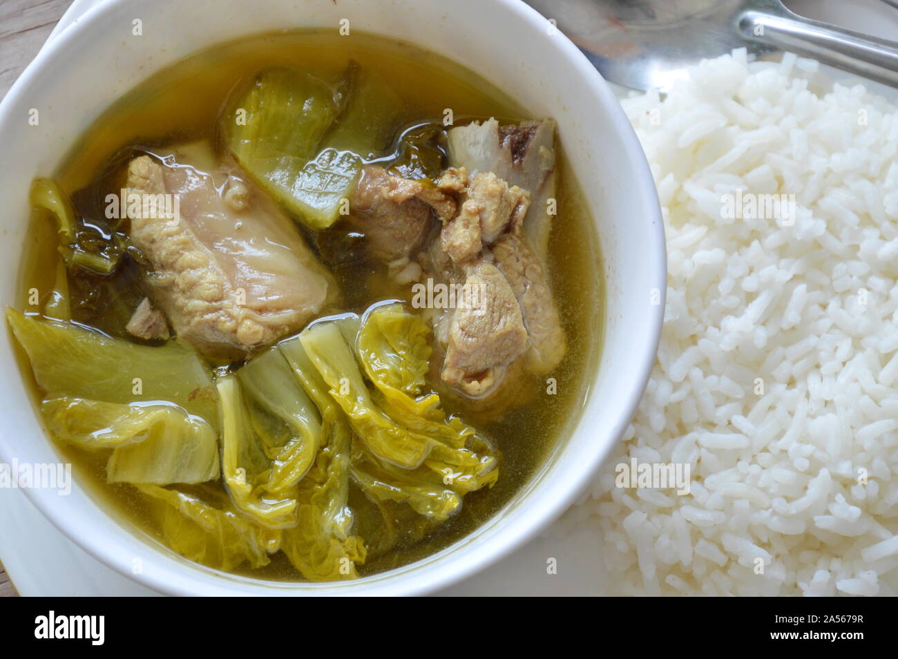 Boiled Pickled Cabbage And Pork Ribs Soup Eat Couple With Rice Stock Photo Alamy