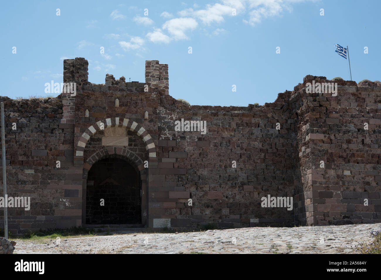 Turkish Castle, Sigri, Lesbos, Greece. Stock Photo