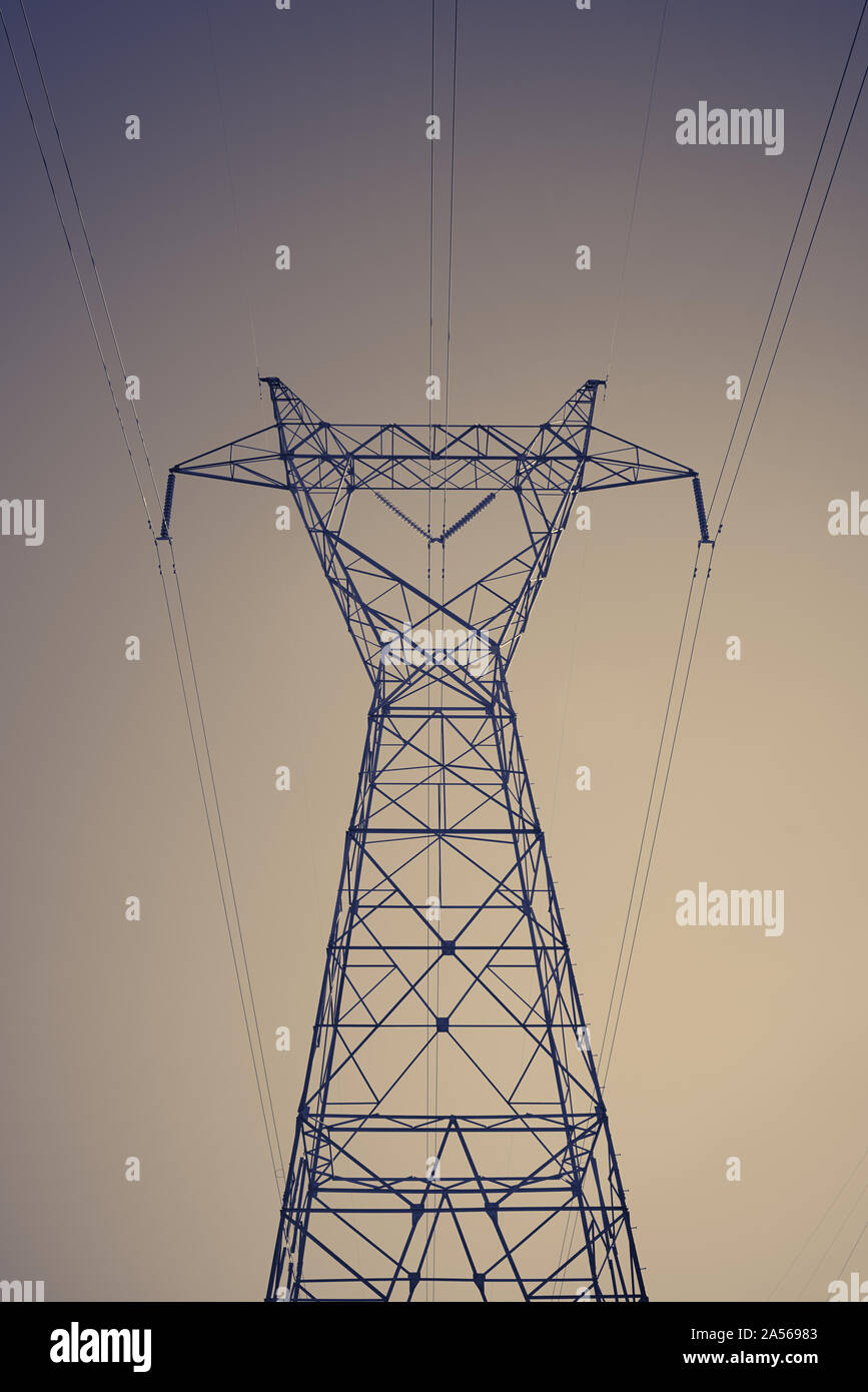 Transmission tower with sepia tone image. Stock Photo