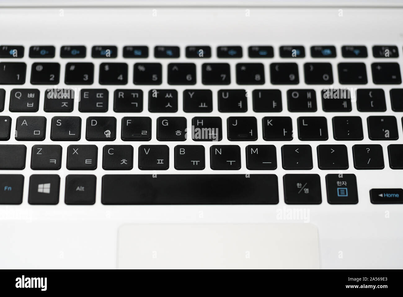 Close-up view of Korean and English keyboard Windows laptop keyboard black  color alphabet button, by Samsung Electronics Co., Ltd. is South Korean ele  Stock Photo - Alamy
