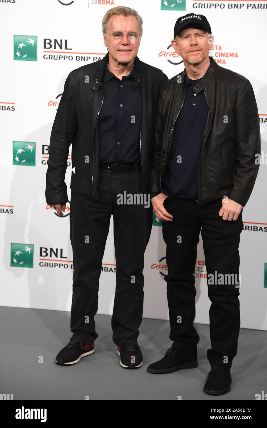Rome, Italy. 18th Oct, 2019. Rome: Cinema Fest 2019. Rome Film Festival. Pavarotti film photocall. Pictured: Ron Howard and producer Nigel Sinclair Credit: Independent Photo Agency/Alamy Live News Stock Photo