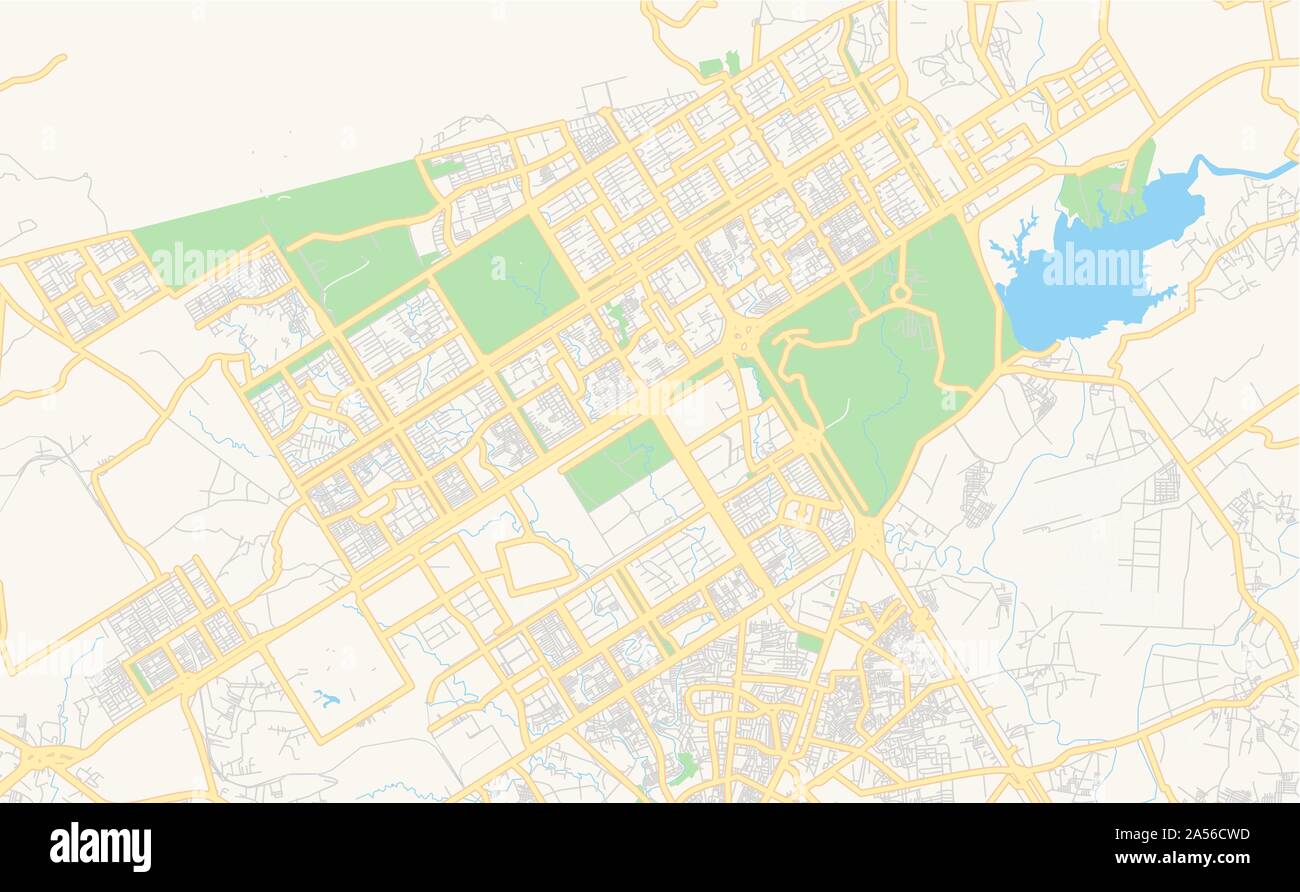 Printable street map of Islamabad, Province Islamabad, Pakistan. Map