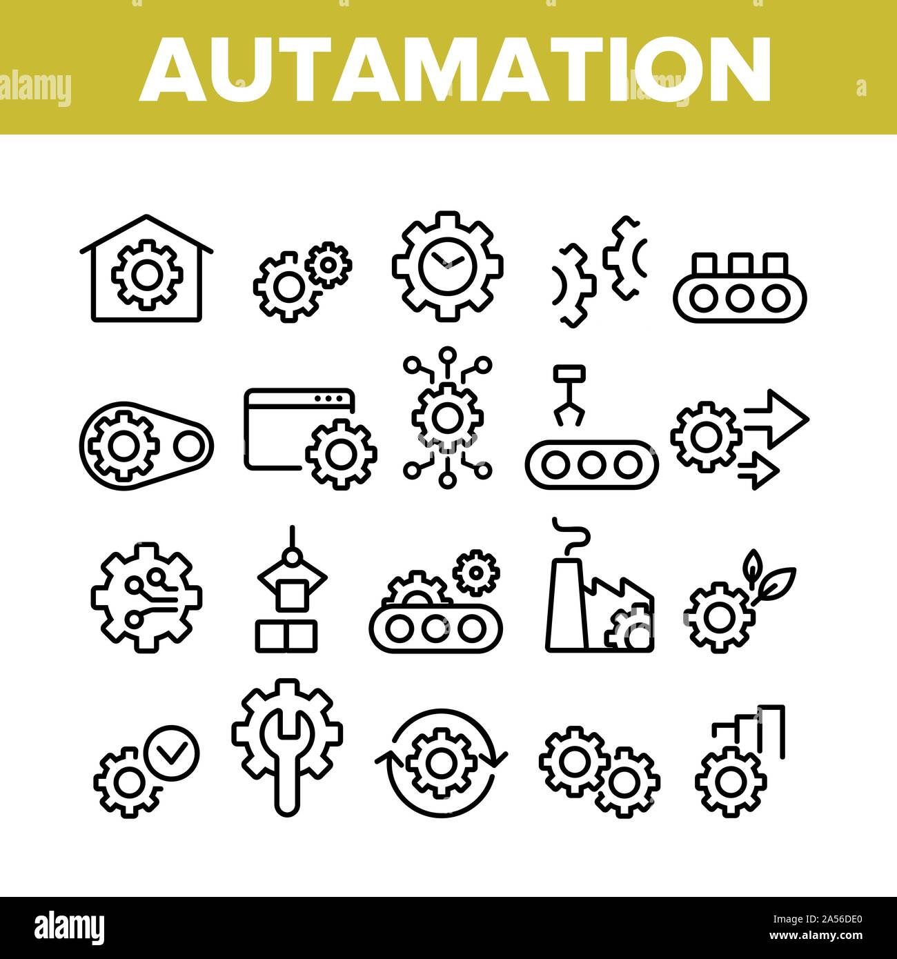 Automation Collection Elements Icons Set Vector Stock Vector Image ...