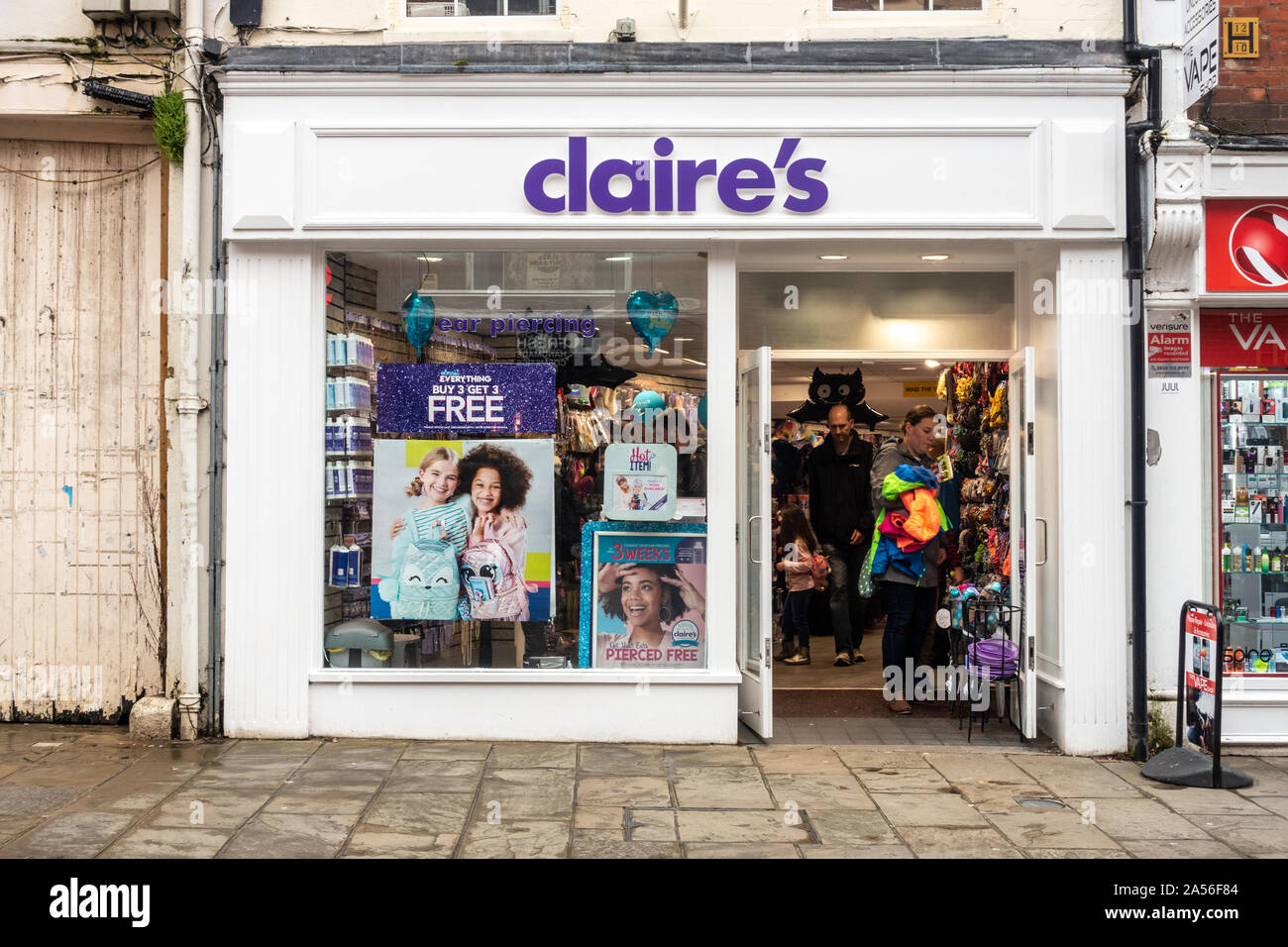 The Claire's store which sells fashion accessories on Peascod Street in Windsor, UK Stock Photo