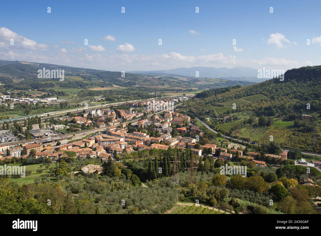 Orvieto - Panorama of the plateau from the walls of the ancient umbrian town populated since Etruscan times Stock Photo