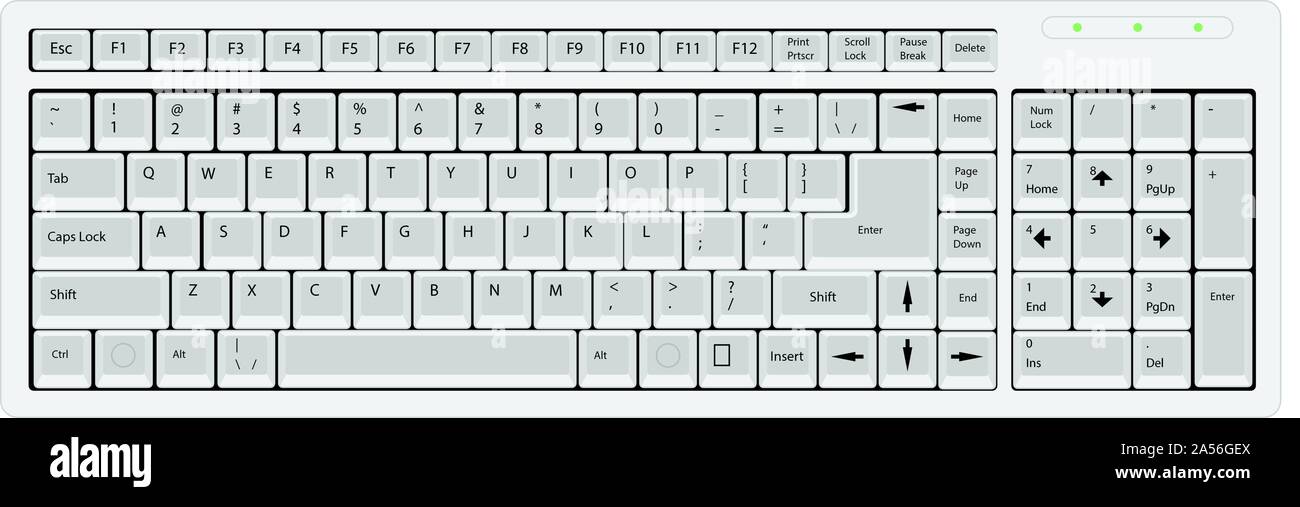 White Computer Keyboard. Vector Illustration. Isolated on white ...