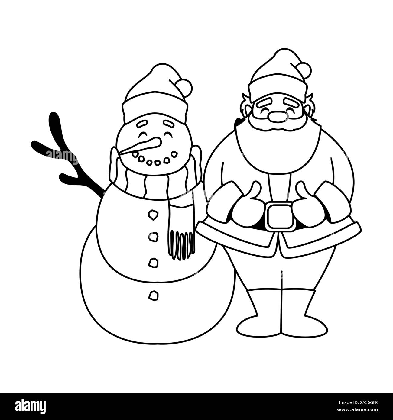 santa claus with snowman on white background vector illustration design ...