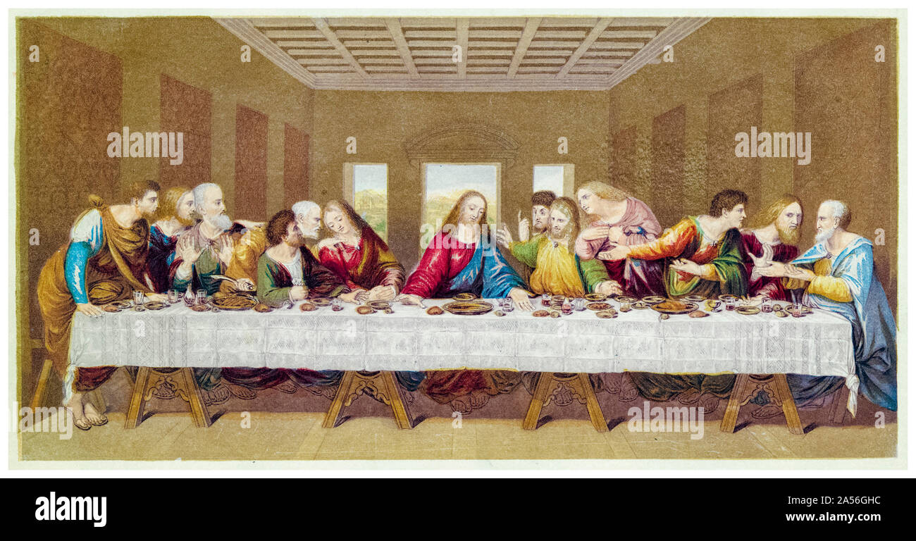 Bradshaw & Blacklock, The Last Supper, (19th Century copy after Leonardo Da Vinci), woodcut print, circa 1854 Stock Photo