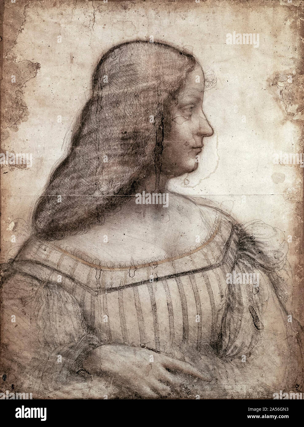 Leonardo Da Vinci, Isabella d'Este, portrait drawing, 1499-1500 Stock Photo