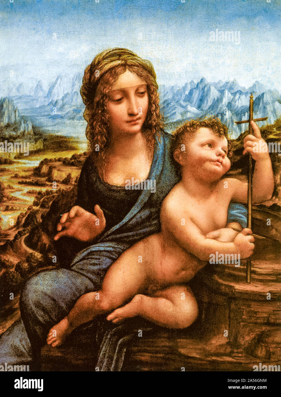 Leonardo Da Vinci and workshop, Madonna of the Yarnwinder, painting, 1501 Stock Photo