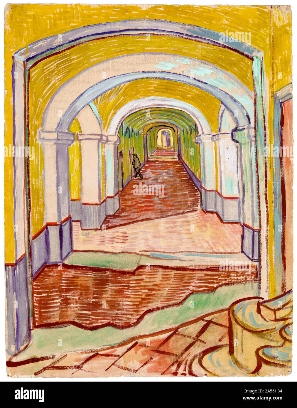 Vincent van Gogh, Corridor in the Asylum, drawing, 1889 Stock Photo