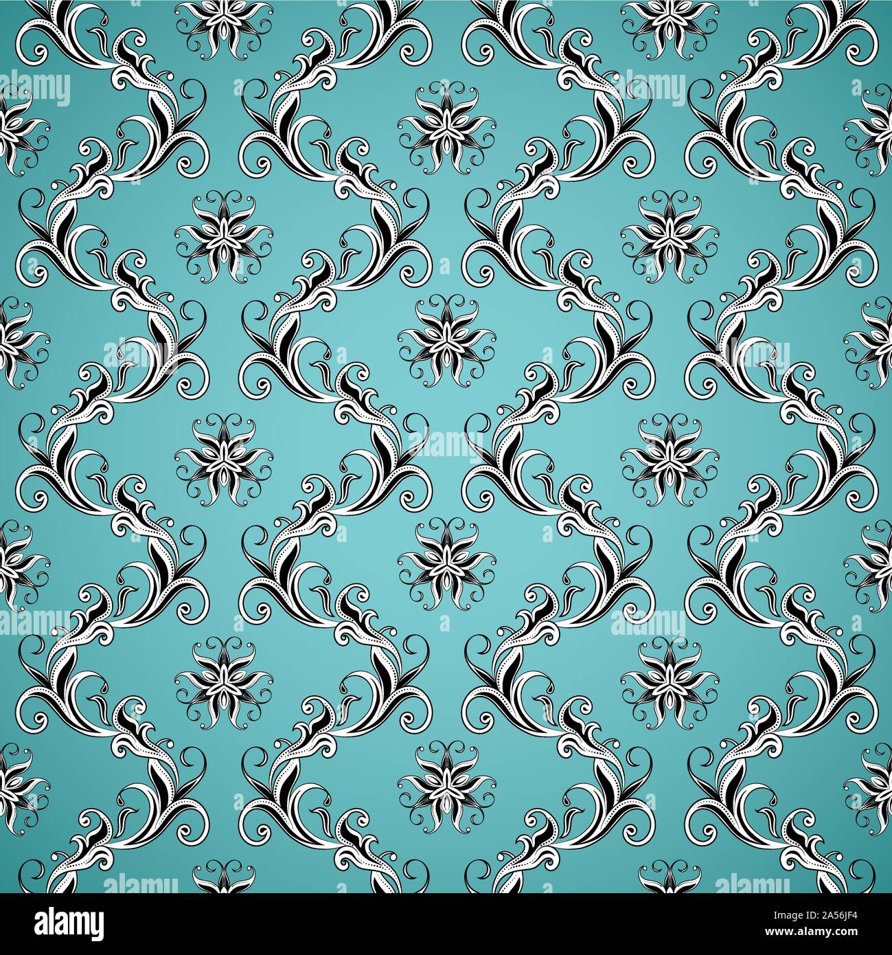 Wallpaper seamless pattern. Blue background Stock Vector
