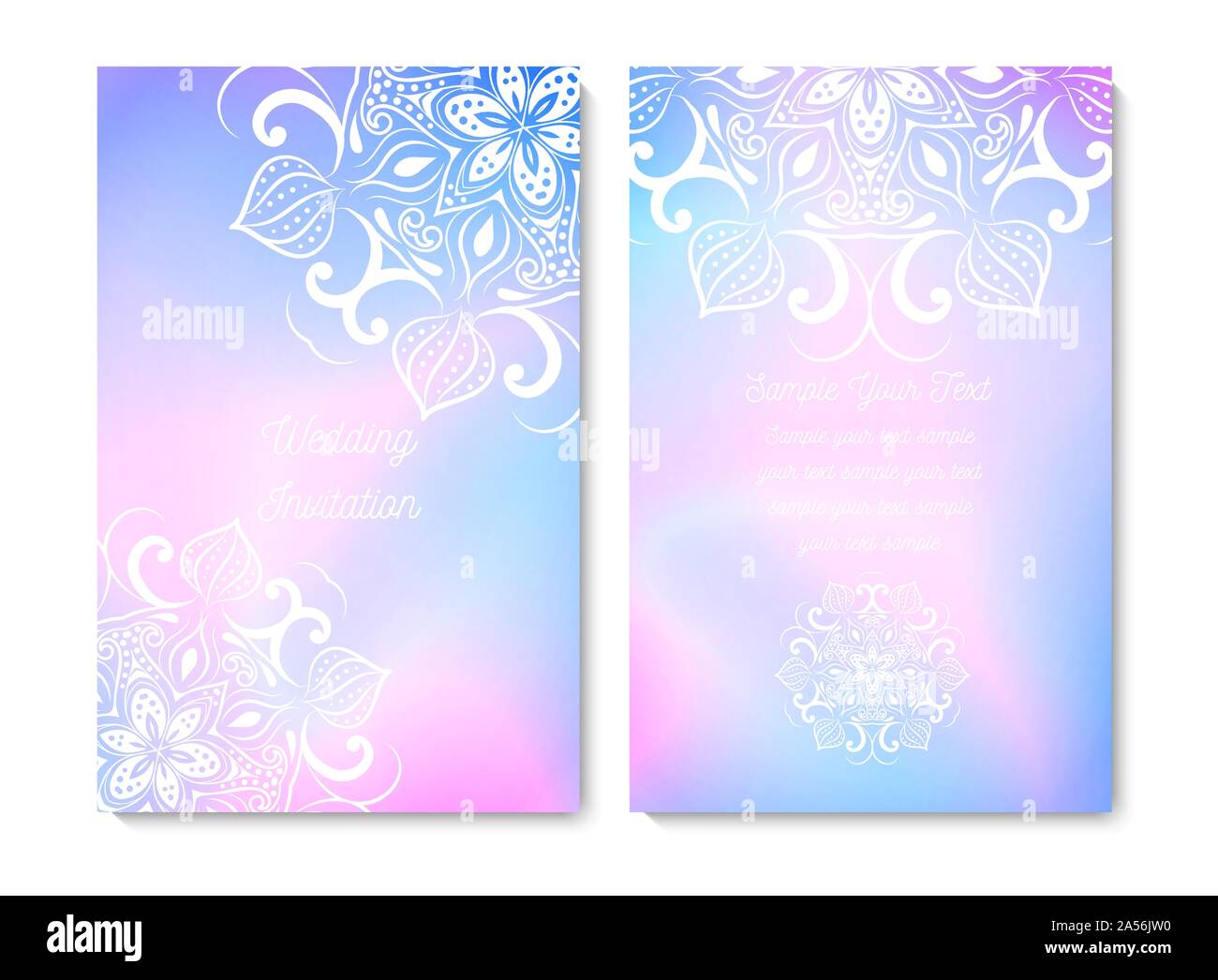 Wedding card or invitation. Lace circular pattern with a iridescent color Stock Vector