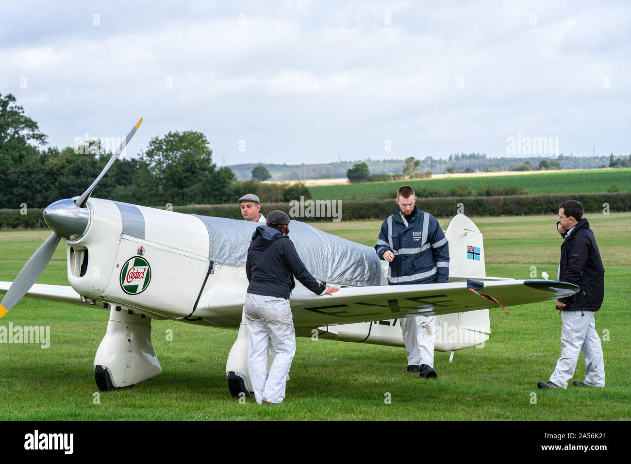 OLD WARDEN, BEDFORDSHIRE, UK ,OCTOBER 6, 2019. Percival P.6 Mew Gull. Race Day at Shuttleworth. Stock Photo