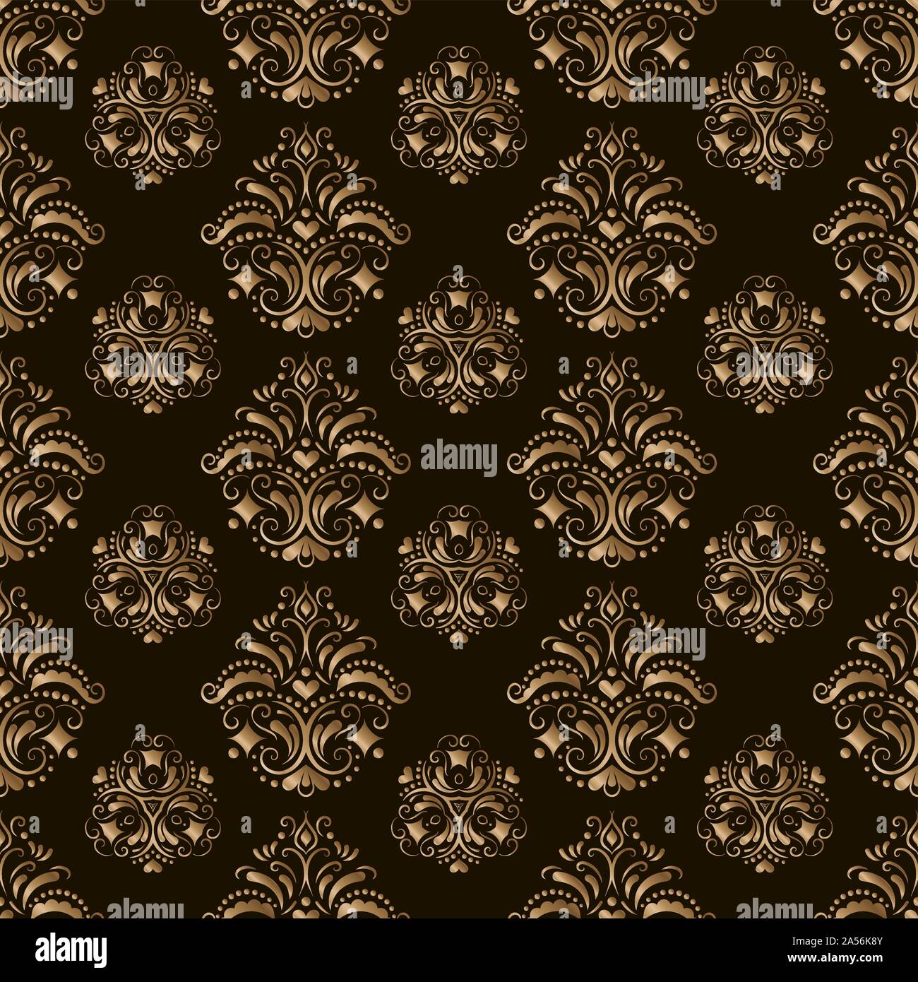 Wallpapper seamless gold pattern. Dark background Stock Vector