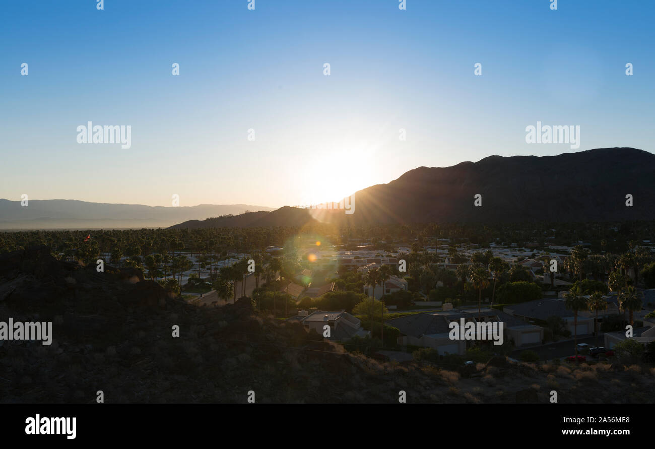 Sunrise Over Palm Springs, CA. Stock Photo