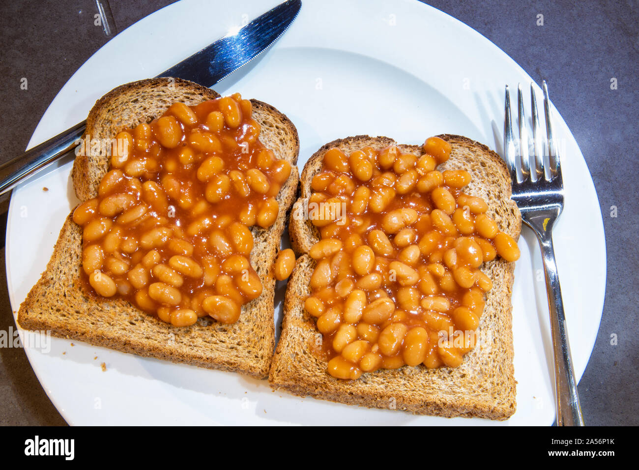 Baked Beans Toast Wholemeal High Resolution Stock Photography and