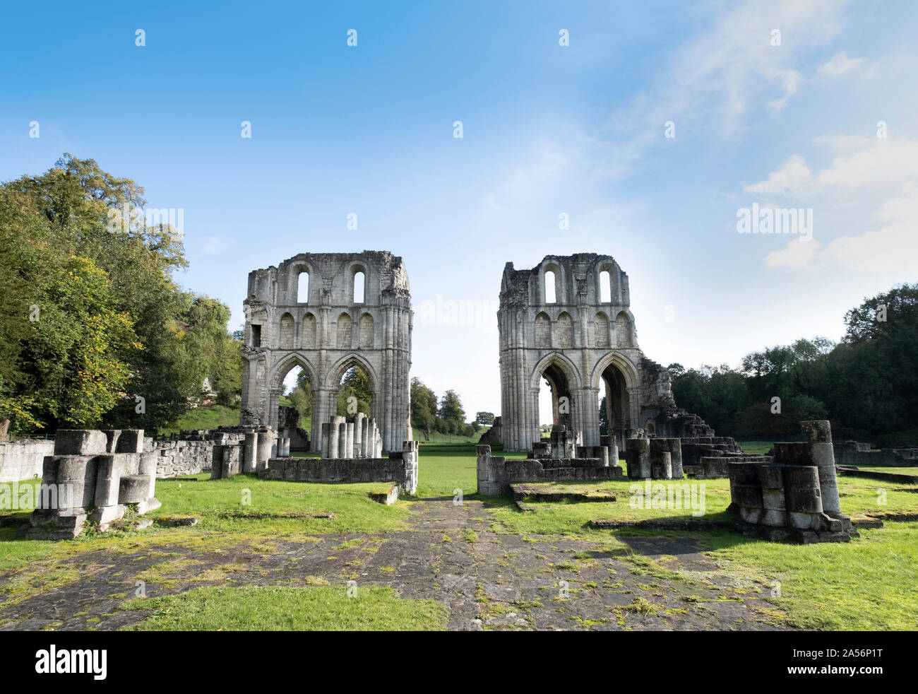 Roche Abbey, Maltby, UK - 18th October 2019 : English heritage site near Docaster, South Yorkshire. One of many ruined monastic buildings in the UK Stock Photo