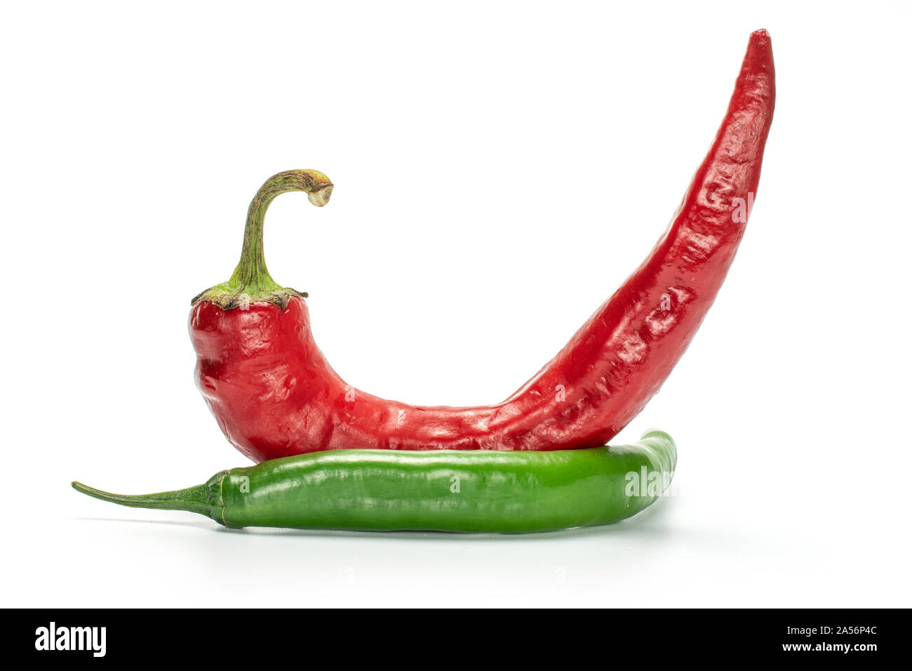 Group of two whole fresh hot pepper isolated on white background Stock ...