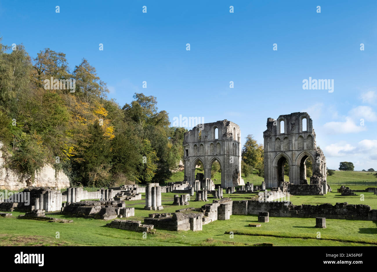 Roche Abbey, Maltby, UK - 18th October 2019 : English heritage site near Docaster, South Yorkshire. One of the many ruined monastic buildings in the U Stock Photo