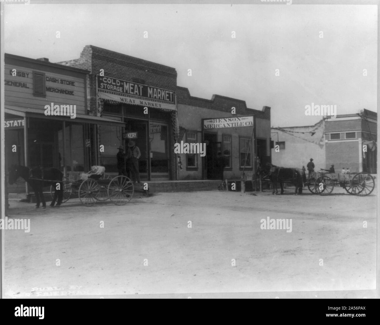 View of store fronts along main street in Benson, Arizona Stock Photo