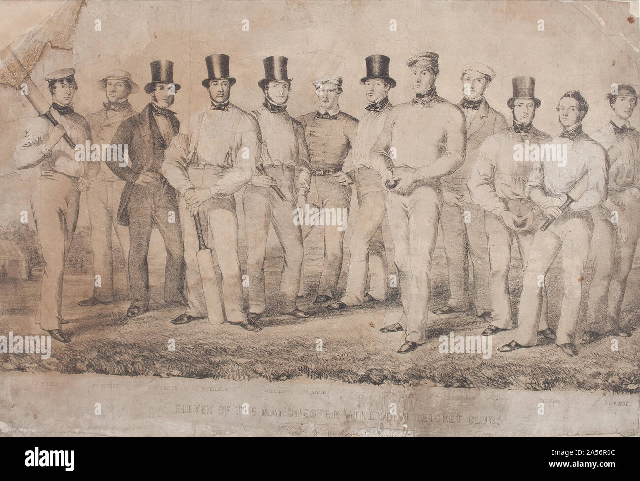 Eleven of the Manchester athenaeum cricket club. 1850 Stock Photo