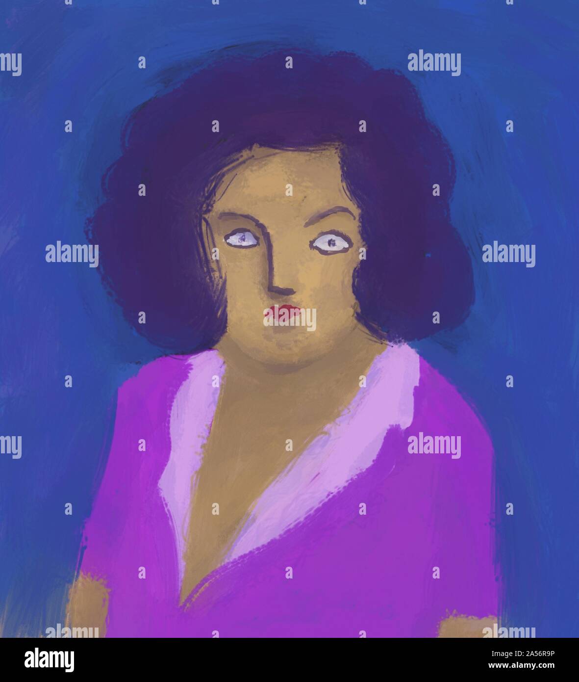 crazy woman. mental illness concept. digital painting. Stock Photo