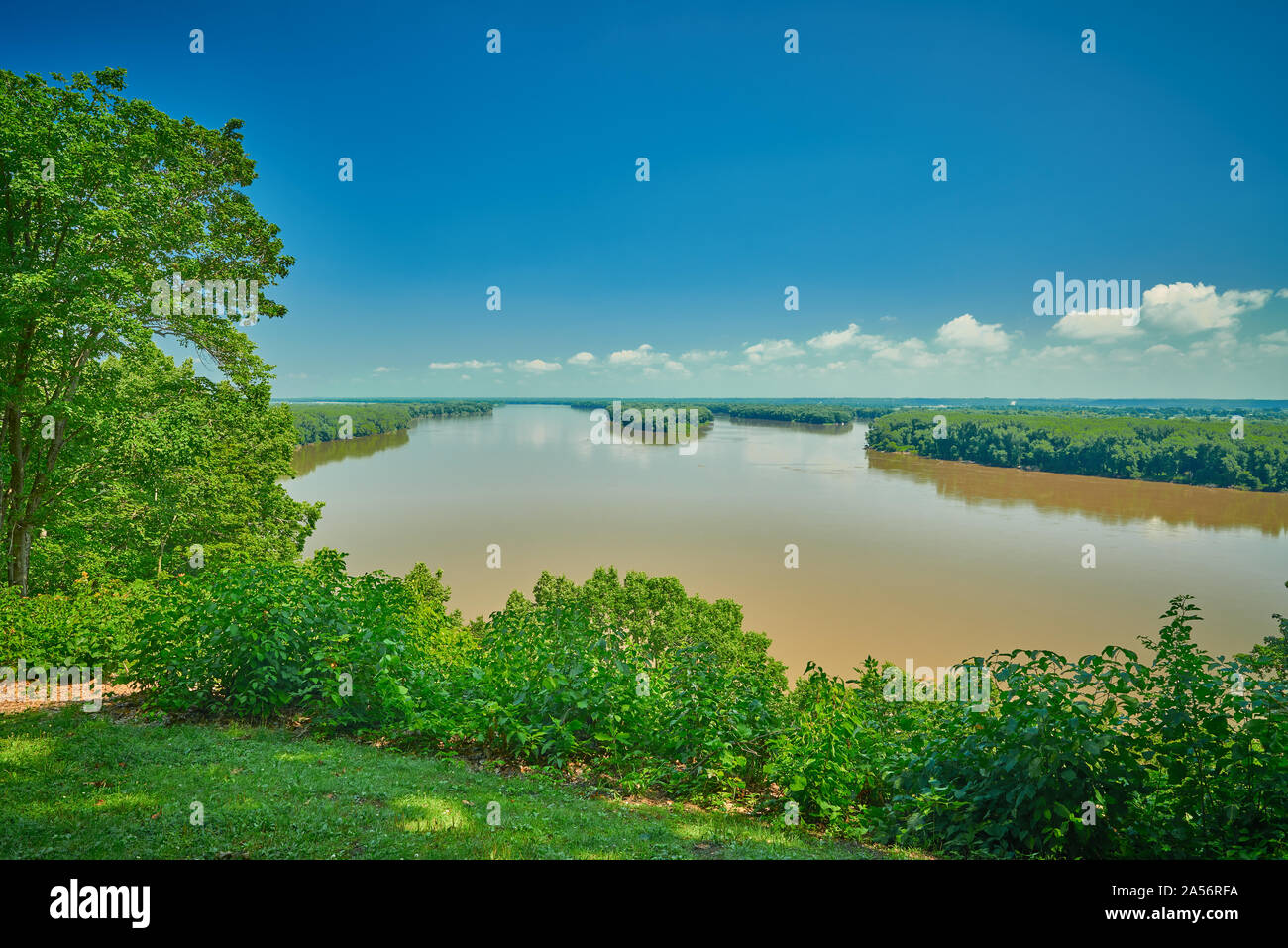 Mississippi River from Riverview Park Hannibal, MO. Stock Photo