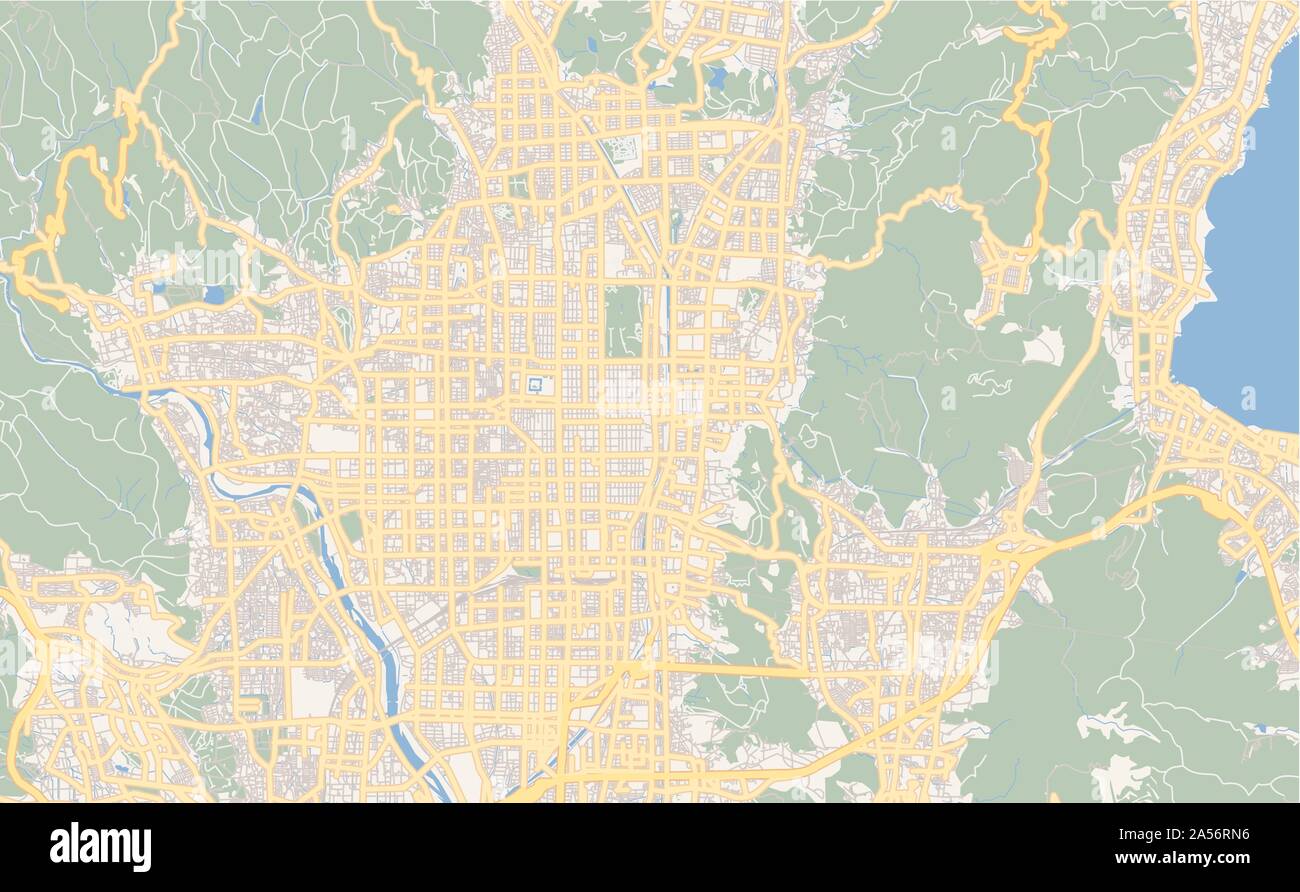 Printable street map of Kyoto, Prefecture Kyoto, Japan. Map template for business use Stock ...