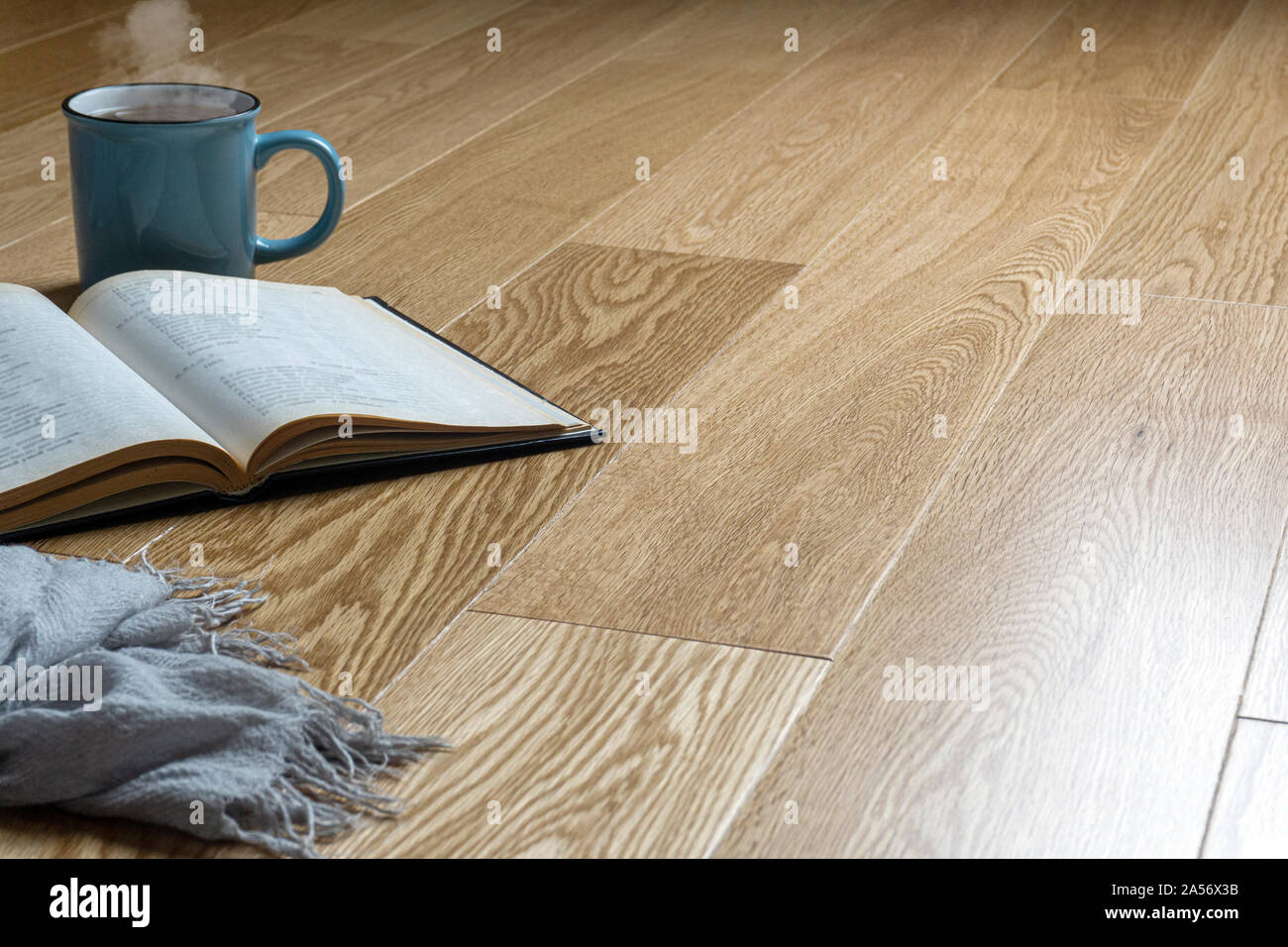 Parquet floor. Wooden flooring for living rooms. Copy space. Stock Photo