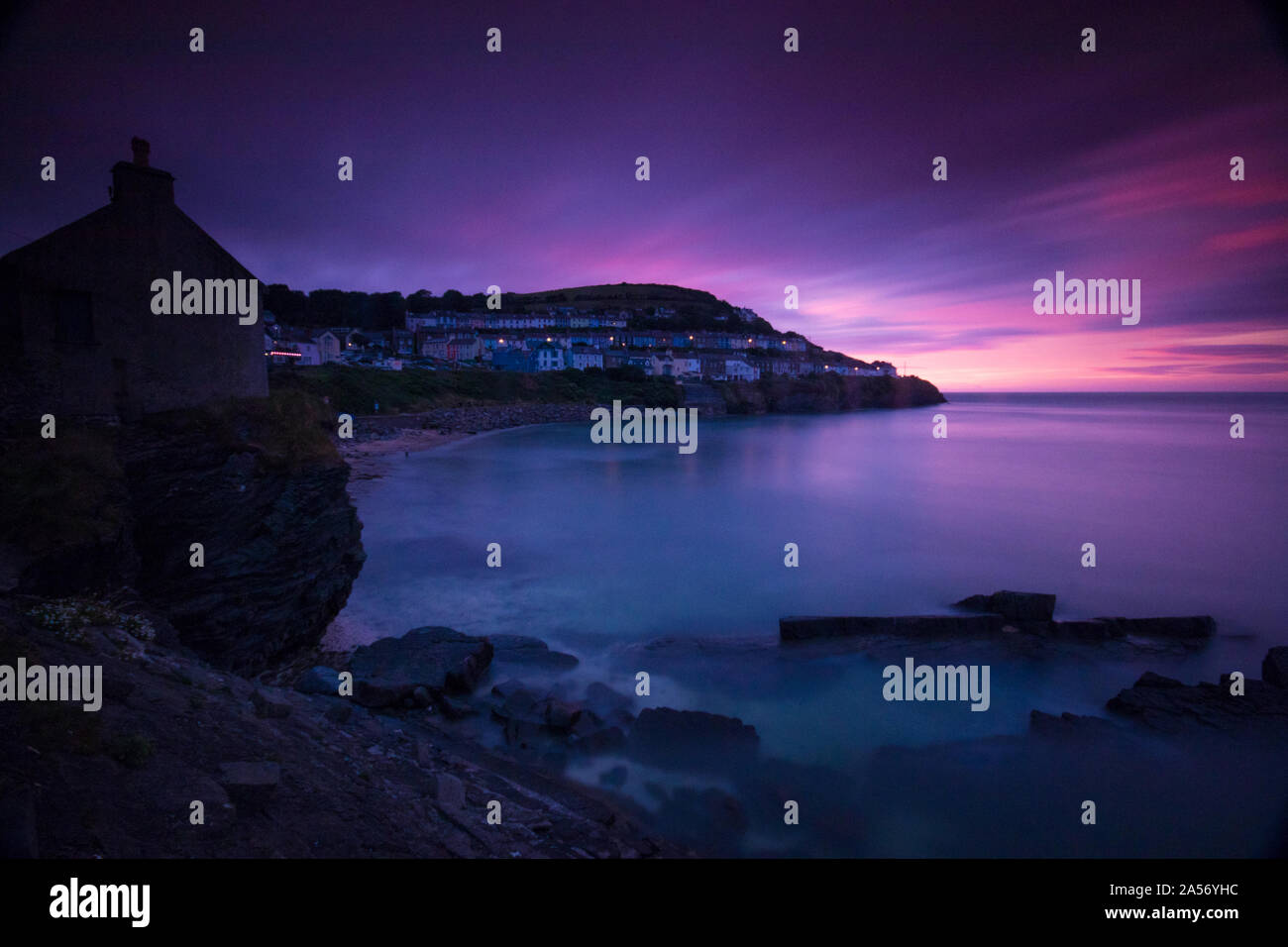 New Quay Ceredigion Wales Sunset Stock Photo Alamy