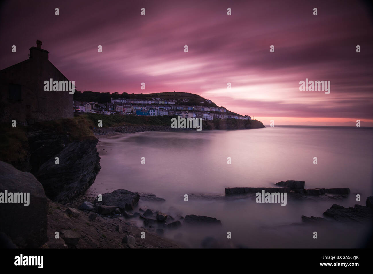 New Quay Ceredigion Wales Sunset Stock Photo Alamy