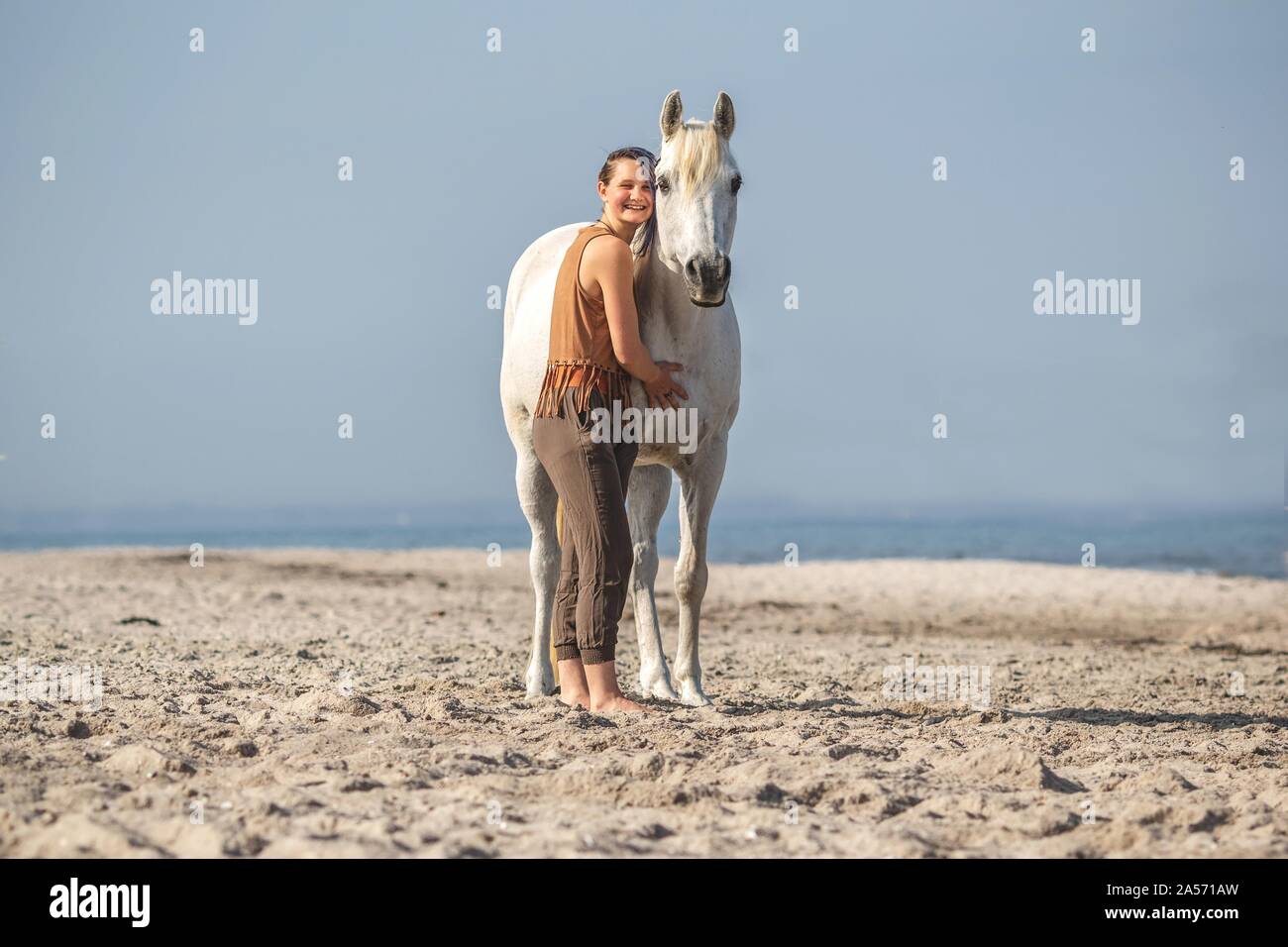 woman and arabian horse Stock Photo